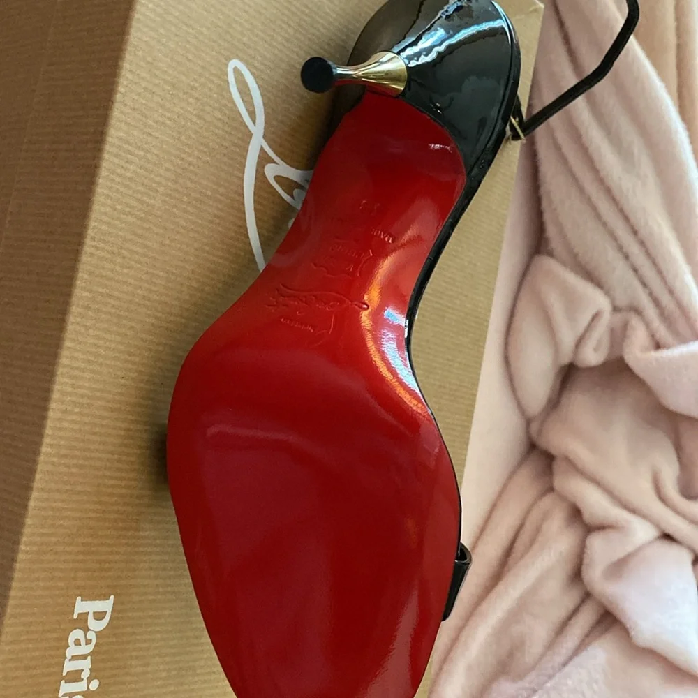 Christian Louboutin Black & Gold Patent Heels – Brand New - Picture 2 of 3